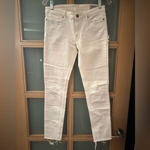 All Saints Women's White Distressed Skinny Jeans
